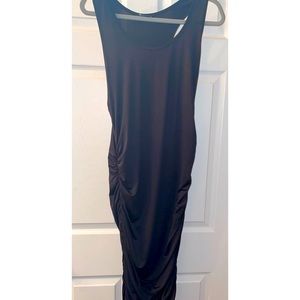 Ruched Bodycon Midi Stretch Sleeveless Tank Dress